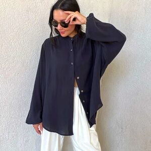 NA NIN Gloria Waffled Top Faded Black